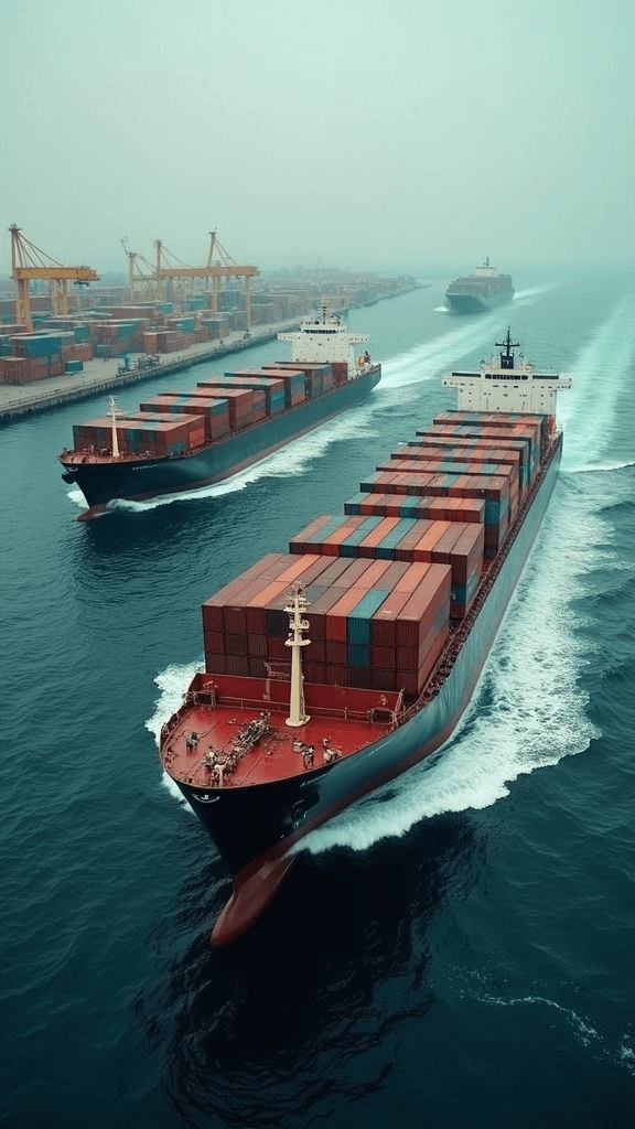 Cargo ship carrying containers at sea