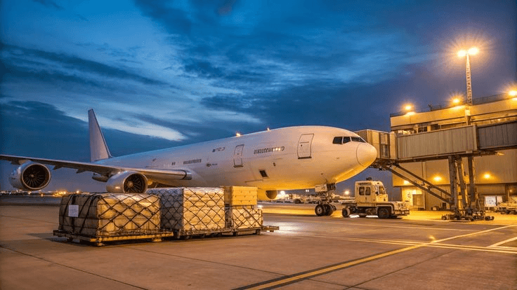 Air cargo loading operation at night